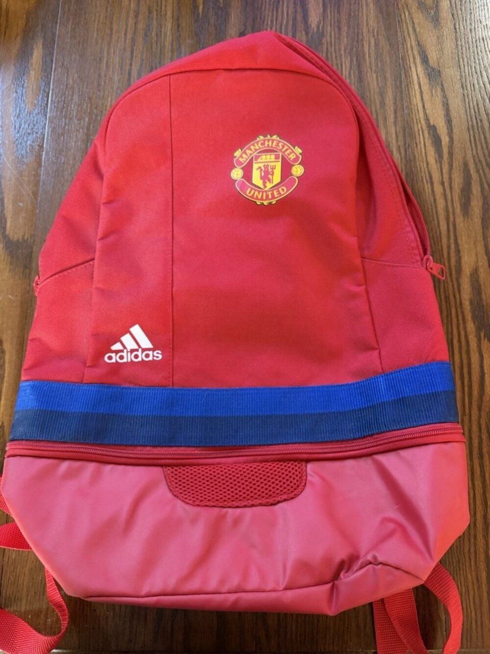 Machester United Adidas Red,Striped, Logo Back Pack Backpack